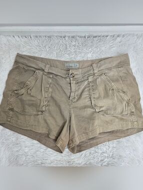Y2k Old Navy Khaki Cargo Shorts Size 16 | Tan Mid-Rise Cotton Stretch Casual